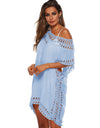 Cutout V-Neck Short Sleeve Cover-Up