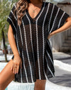 Angel Wings Openwork V-Neck Short Sleeve Cover Up