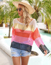 Angel Wings Color Block Openwork Boat Neck Cover Up