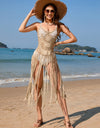 Fringe Openwork Spaghetti Strap Cover-Up