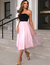 Two-Tone Spaghetti Strap Mesh Dress