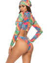 Printed Zip Up Three-Piece Swim Set