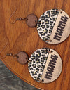 Wooden Leopard Round Shape Earrings