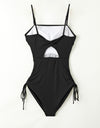 Drawstring Spaghetti Strap One-Piece Swimwear