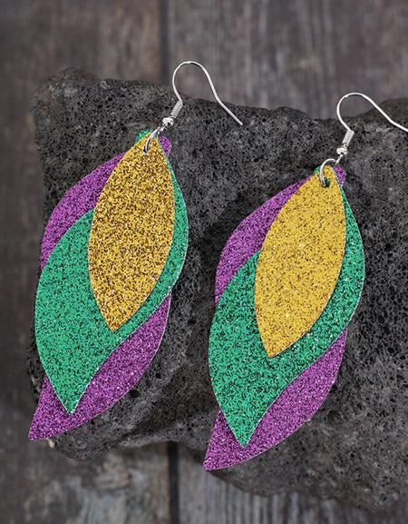 PU Leather Leaf Dangle Earrings