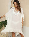 Cutout Ruffled Half Sleeve Cover-Up