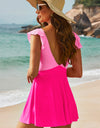 Cutout V-Neck Cap Sleeve One-Piece Swimwear