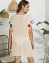 Tassel Boat Neck Flutter Sleeve Cover Up