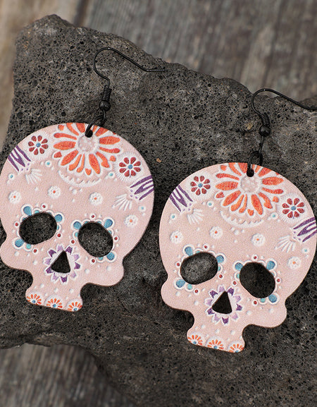 Alloy Hook Wooden Skeleton Earrings