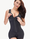 Full Size Zip-Up Scoop Neck Lace Trim Shapewear