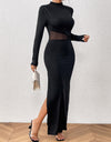 Honey Slit Mock Neck Long Sleeve Maxi Dress