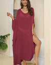 V-Neck Three-Quarter Sleeve Cover-Up