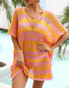 Angel Wings Tassel Openwork Striped V-Neck Cover Up