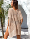 Angel Wings Openwork Slit Scoop Neck Cover Up