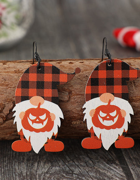 Wooden Dwarfs Pumpkin Dangle Earrings