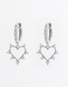 925 Sterling Silver Inlaid Zircon Heart Dangle Earrings