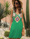 Geometric V-Neck Spaghetti Strap Cover Up Dress