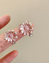 Alloy Drip Oil Flower Stud Earrings