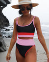 Color Block Spaghetti Strap Two-Piece Swim Set