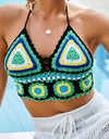 Geometric Halter Neck Swim Top