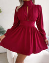 Cutout Turtleneck A-Line Mini Dress