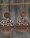 Wooden Leopard Round Shape Earrings