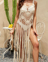 Cutout Fringe Scoop Neck Cover-Up