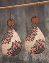 Wooden Iron Hook Dangle Earrings