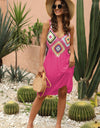 Geometric V-Neck Spaghetti Strap Cover Up Dress