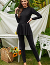 Mock Neck Long Sleeve One-Piece Swimwear