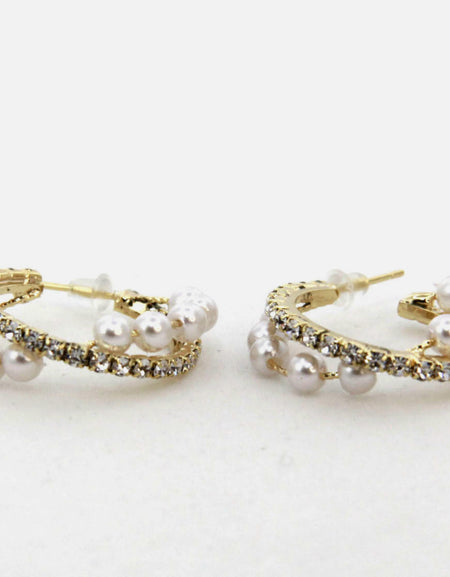 Alloy Pearl Hoop Earrings