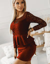 Lace Detail Long Sleeve Mini Dress