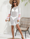 Openwork Contrast Long Sleeve Cover-Up