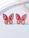 Alloy Inlaid Rhinestone Butterfly Earrings