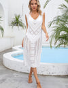 Angel Wings Openwork Slit V-Neck Sleeveless Cover Up