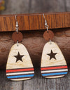 Cutout Star & Stripes Wooden Dangle Earrings