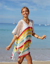 Angel Wings Cutout Striped Cover-Up with Tassel