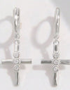 925 Sterling Silver Zircon Cross Earrings