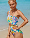 Cutout Single Shoulder One-Piece Swimwear