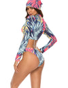 Printed Zip Up Three-Piece Swim Set