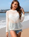 Heart Openwork Long Sleeve Cover-Up