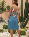 Geometric V-Neck Spaghetti Strap Cover Up Dress