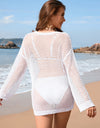 Openwork Dropped Shoulder Long Sleeve Cover-Up