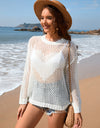 Heart Openwork Long Sleeve Cover-Up