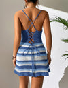 Cutout Striped Spaghetti Strap Cover Up Dress