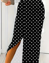 Slit Polka Dot V-Neck Dress