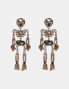 Skeleton Shape Glass Stone Dangle Earrings