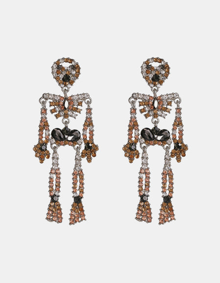 Skeleton Shape Glass Stone Dangle Earrings