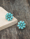 Alloy Turquoise Flower Stud Earrings