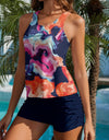 FAM-FAM Printed Round Neck Top and Shorts Swim Set